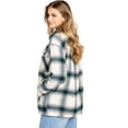 thumbnail image 3 of Love Tree Women's Oversize Sherpa Lined Plaid Flannel Shirt Jacket (Teal, Medium), 3 of 3