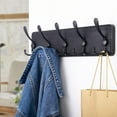 thumbnail image 3 of Rustic Solid Wood Wall-Mounted Coat Rack with Hooks & Hanging Rod, Farmhouse Entryway Jacket & Coat Organizer, 17-Inch, Natural Wood, 3 of 10
