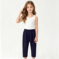 thumbnail image 6 of BADHUB Linen Pants for Boys Girls Cotton Baggy Boho Summer Casual Pants Wide Leg Long Lounge Trousers with Pockets Navy 5 Years, 6 of 7