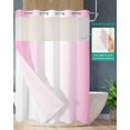 thumbnail image 2 of No Hook Shower Curtain with Snap in Liner, Pink and White Gradient Hotel Shower Curtains for Bathroom, Washable Shower Curtain Liner Set with Mesh Top Window, 72”x78”, 2 of 6