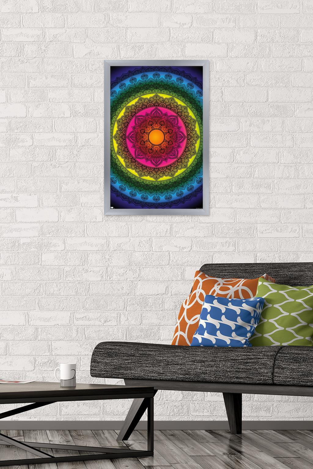 Delyth Angharad - Rainbow Mandalas Wall Poster, 14.725" x 22.375" Framed