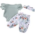 thumbnail image 2 of CNKOO Infant Baby Girl Ruffle Sleeve Floral Romper Harem Pants Summer Outfits, 2 of 5