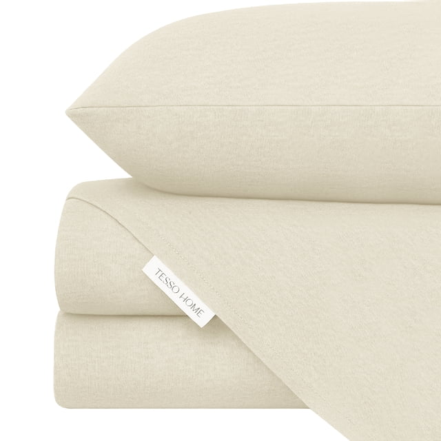 TESSO HOME Juego de Sábanas de Camiseta Frescas Tipo Algodón Suave Hipoalergénicas (Incluye Sábana Plana, Sábana de Cajón y Fundas de Almohada)