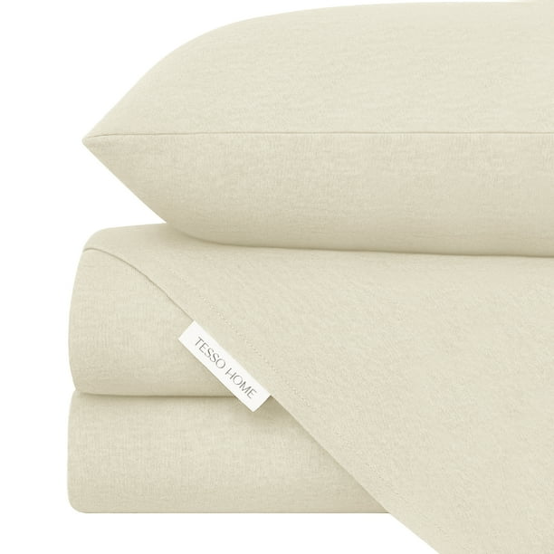 TESSO HOME Juego de Sábanas de Camiseta Frescas Tipo Algodón Suave Hipoalergénicas (Incluye Sábana Plana, Sábana de Cajón y Fundas de Almohada)