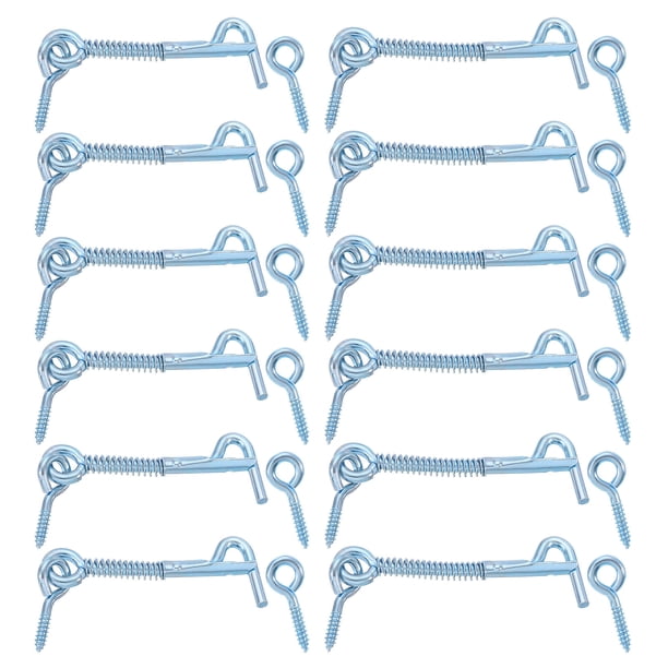 Gancho y pestillo de seguridad Uxcell 12Pack, gancho y pestillo de puerta de hierro de 2.5" 3" con bloqueo de resorte para puerta de granja familiar