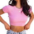 thumbnail image 3 of KelaJuan Women T-shirt, Short Sleeve Crew Neck Backless Tie-up Summer Ladies Crop Top for Party Club, 3 of 7
