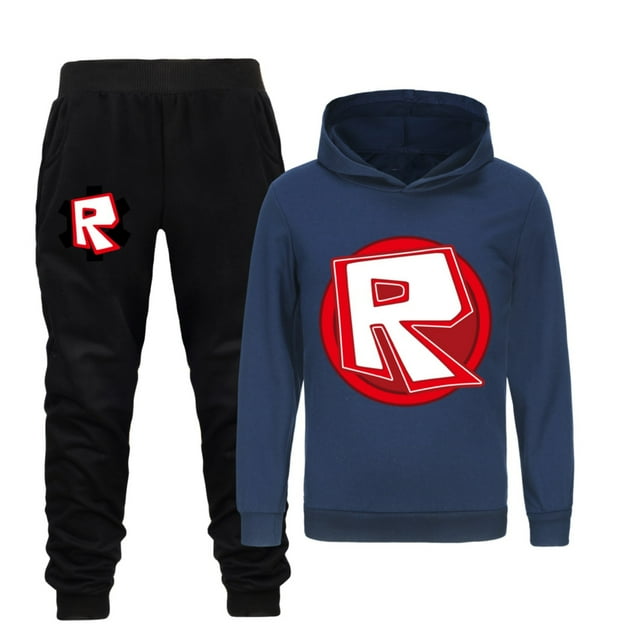 Roblox Ensemble 2 Pcs Chandail en Molleton et Pantalon de Jogging Décontractés de Base pour Adolescents, Survêtement Confortable et Original pour l'Automne, pour les 3-16 Ans