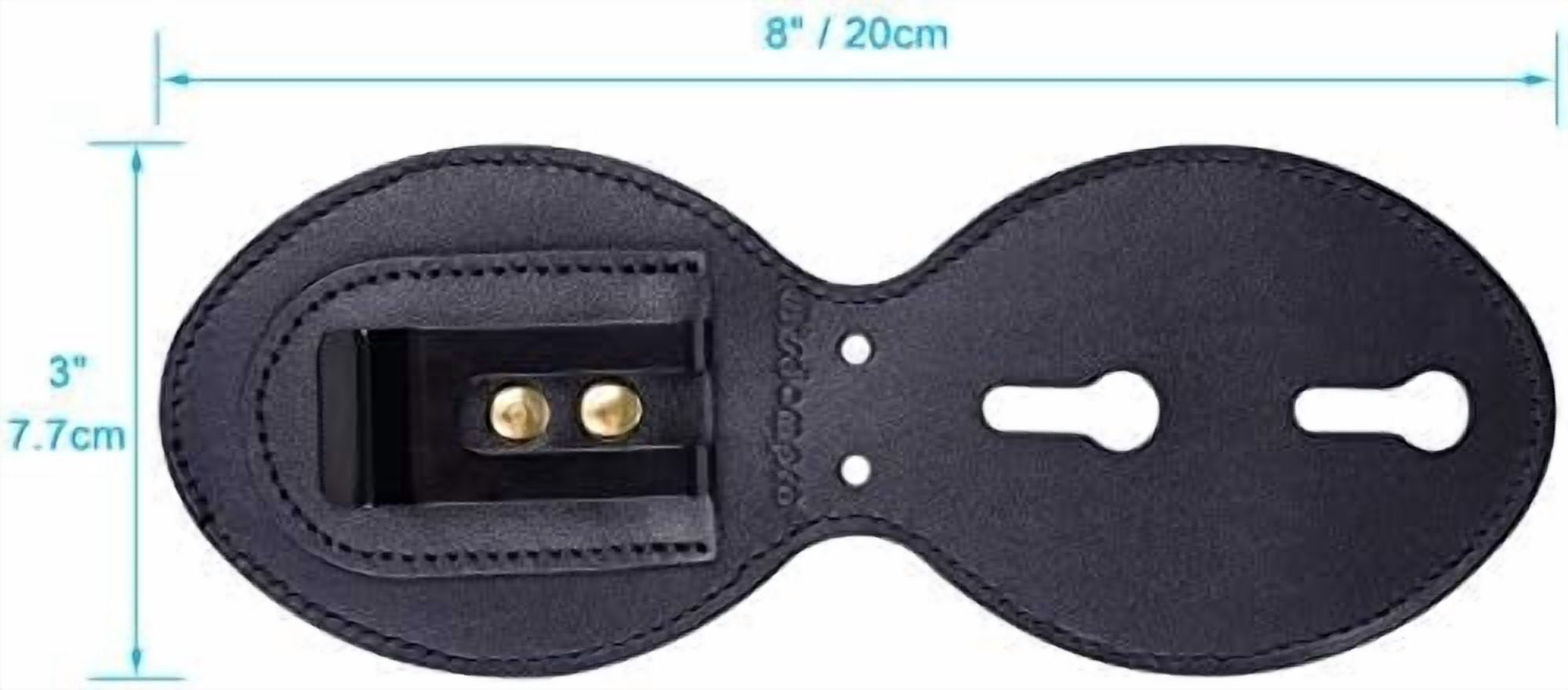 Quivanta Police Badge Holder, Cowhide Leather Universal Police Badge Holder Pocket Case with Stationary Mn-Steel Belt Clip, Hook and Loop Closure and Stainless Bead Chain Necklace- Oval Shape