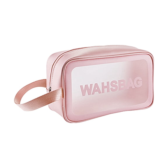 AYktou Toiletry Bag Matte Translucent Travel Makeup Bag Fit Carry-On Essential Cosmetic Bag for Travel,Bedroom,Camping, Beach( Pink)