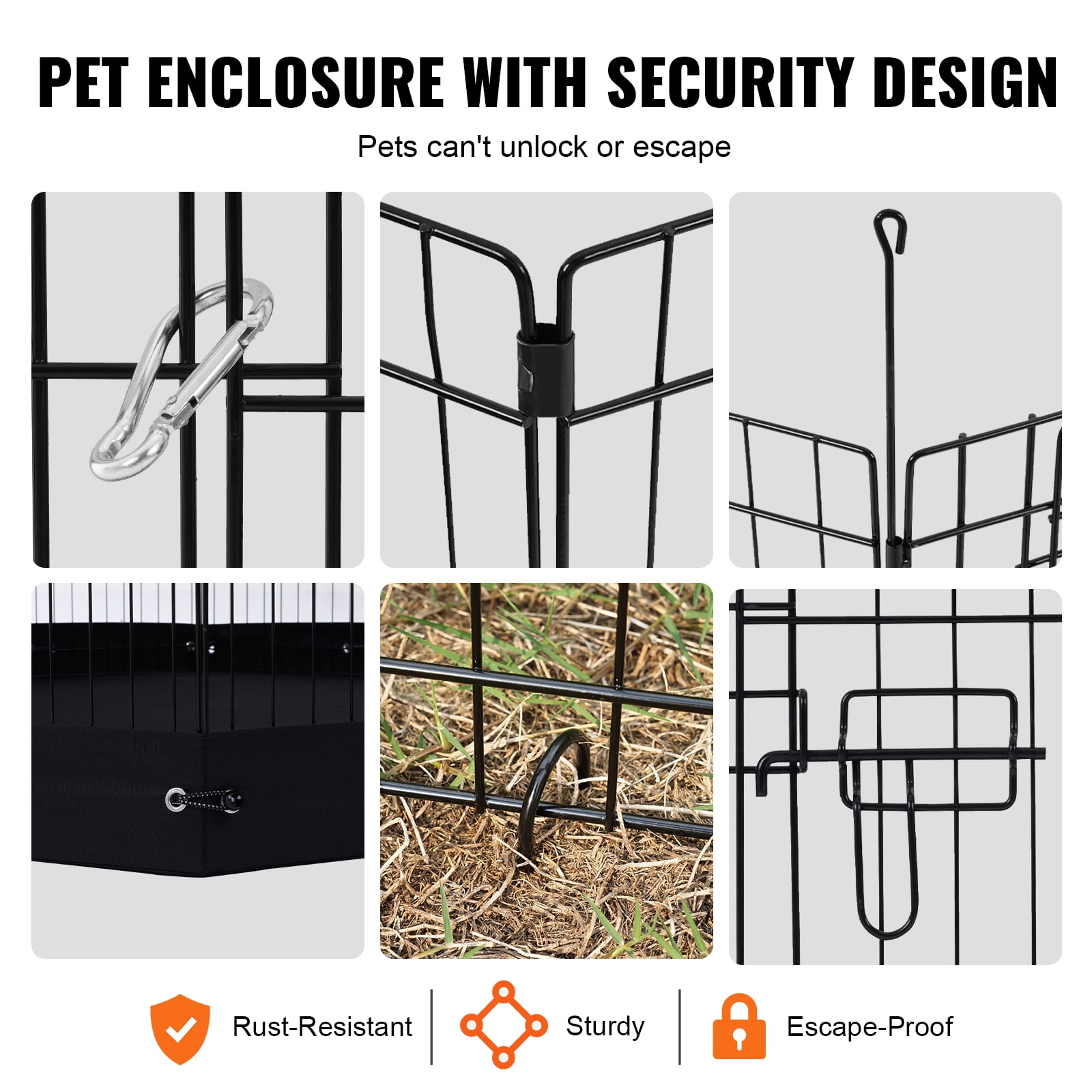KFFKFF Canine Enclosure, 8 Panels Dog Playpen with Mat, 30"H x 24"W Collapsible Pet Activity Area, Indoor and Outdoor Canine Barrier with Entrance