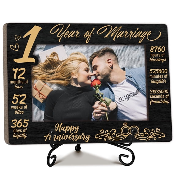 Ogleqoo Our Anniversary Picture Frame, 5 x Marriage Photo Frame, Memorial Gifts for Couple, 1 Year Anniversary Valentines Gifts for Husband/Wife/Him/Her, Bridal Shower Gifts for Bride-A24 C113