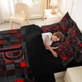 thumbnail image 4 of Erosebridal Teens Black Red Geometric Grid Twin Bedding Sets 7-Piece,P Personalized Initial Bedding Comforter Set For Boys Girls,Black Reversible, 4 of 6