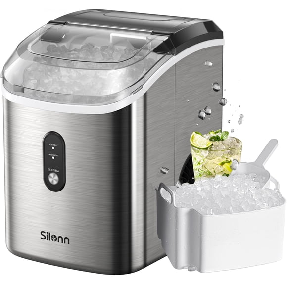 Máquina de hielo en forma de pepitas Silonn para encimera, 3 libras/24 h, acero inoxidable