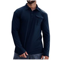 Lmnyox Men's Golf Shirt with Pocket Classic Casual Long Sleeve Collared Tops Solid Color Fashion T Shirts