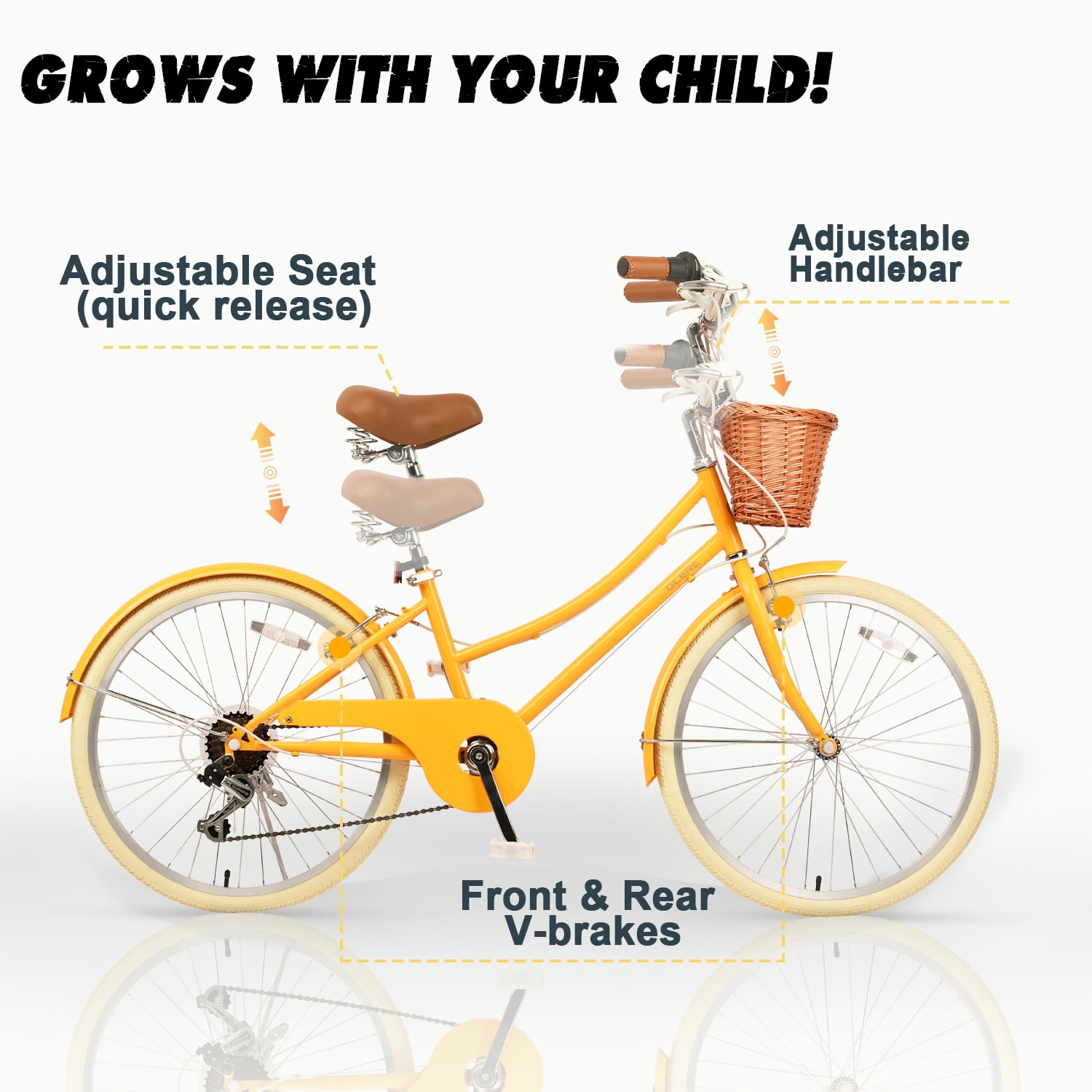 【Glerc】Missy女の子自転車 24インチ レトロシティーサイクル Amazon | Glerc 女の子自転車 可愛い小中学生自転車 シティー