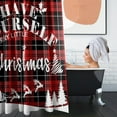 thumbnail image 6 of 4 Piece Shower Curtain Sets, Christmas Plaid Red Puzzles Retro with Non-Slip Rugs, Toilet Lid Cover and Bath Mat, for Bathroom Decor Set, 72" x 72", 6 of 11