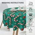 thumbnail image 3 of Sweet Candy Canes Berry Round Tablecloth Xmas Table Cover Washable Tablecloths for Kitchen Dining Party Holiday Decor 60 inch, 3 of 6