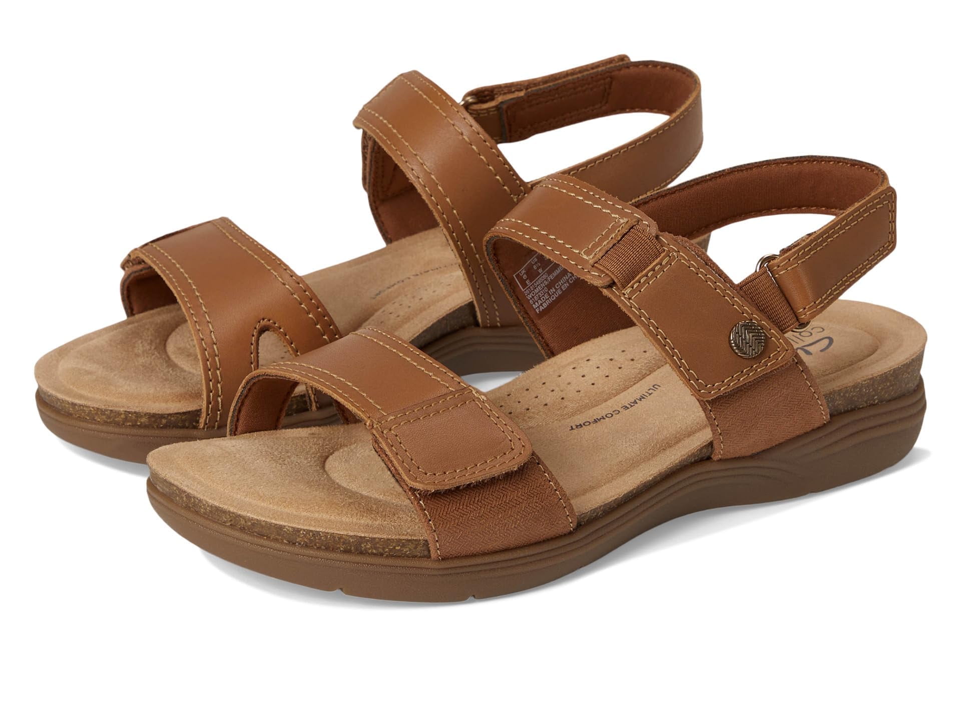 Clarks Women's April Clover Sandal, Tan Combi Leather, 8.5