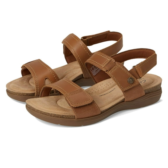 Clarks Women's April Clover Sandal, Tan Combi Leather, 8