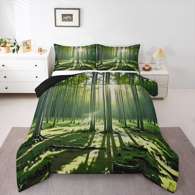 Erosebridal Green Tree Bedding Twin Comforter Set,Tropical Botanical Down Comforter,Spring Nature Bedding Sets Twin with Comforter For Adults,Super Cozy Room Decor Reversible,2 Pieces