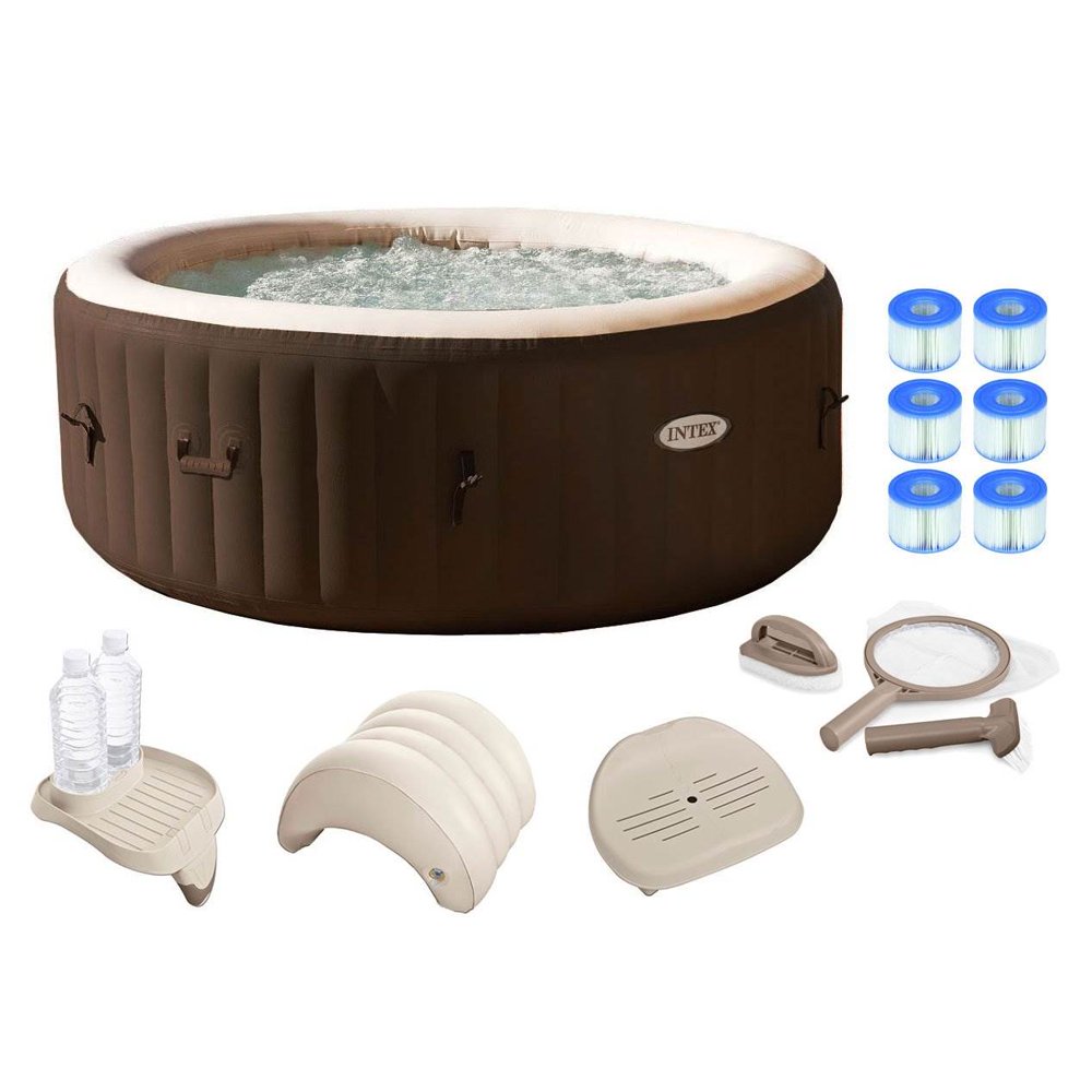 Intex PureSpa 4 Person Inflatable Hot Tub w/ Filters, Cleaning Kit