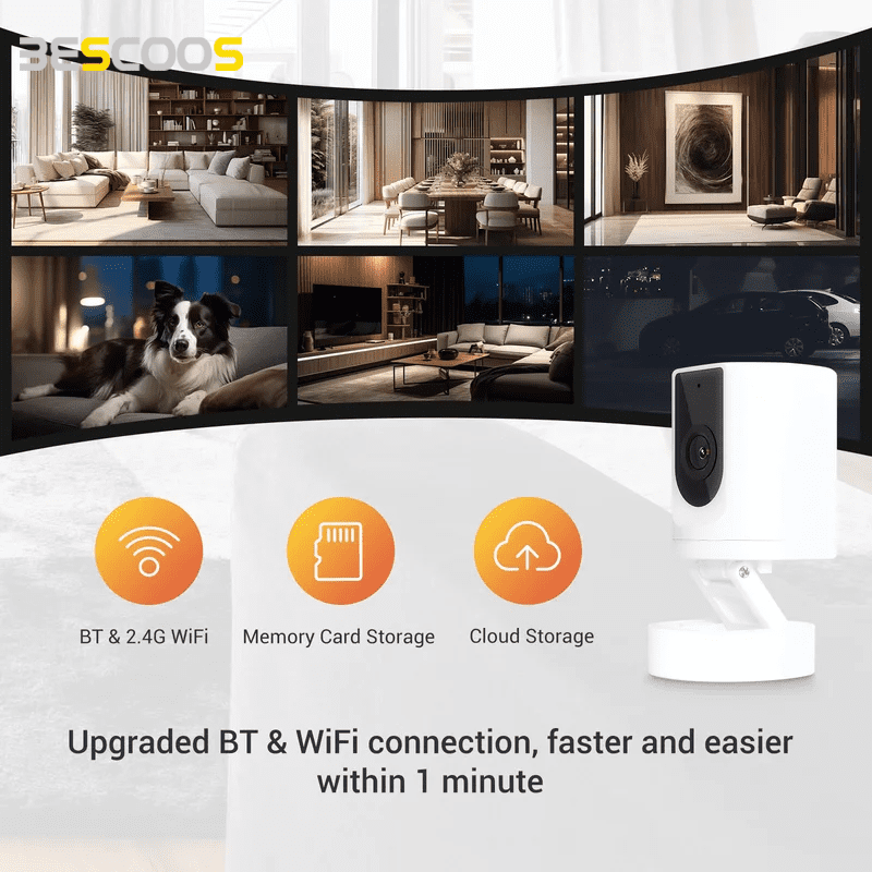 BESCOOS  Indoor Security Baby Camera  Home Security Wifi 1080P Pet Dog 2-Way Talk Camera with Phone App Motion Detection  K11