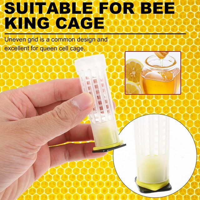 TEHAUX 20Pcs Plastic Queen Cage Protector with Cap for Beekeeping Equipment Lightweight and Easy to Use