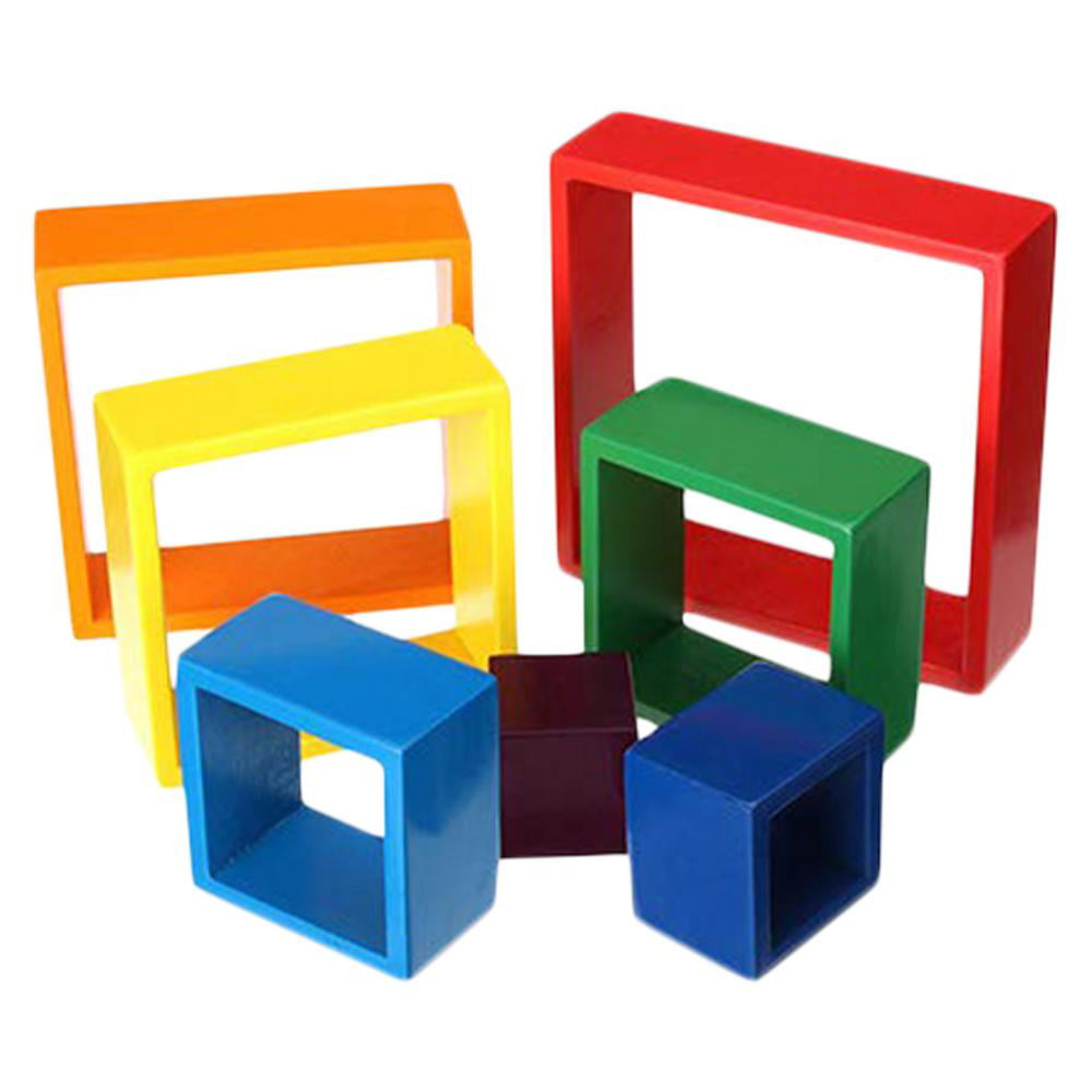 7Pcs Wooden Rainbow Stacking Nesting Blocks Educational Toy for Toddlers 