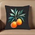 thumbnail image 5 of Set of 2 Decorative Throw Pillow Covers 18x18in - Vibrant Black Background with Green Leaf Branch and Orange Fruits Design for Couch Bed Car, 5 of 8