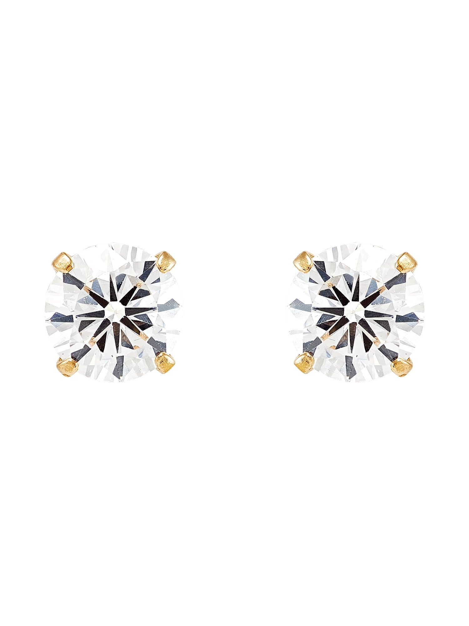 Brilliance Fine Jewelry Girls Cubic Zirconia Front Back Earrings in 10K Yellow Gold