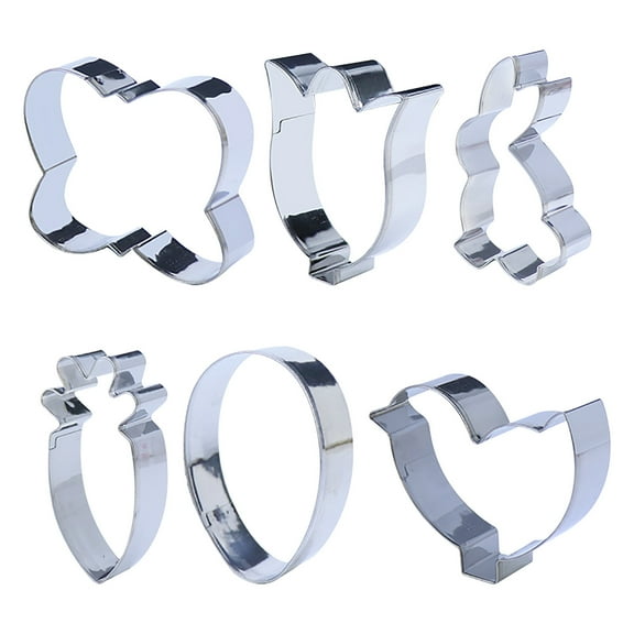 Up to 50% off! Dvkptbk Easter Cookie Cutters, 6 Pieces Carrot Eggs Bunny Rabbite Shapes Cookie Cutters Stain Steel Sets Holiday Themed Party Supplies