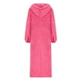 thumbnail image 4 of qelini Nightgowns for Women Fleece Long Sleeve Solid Crewneck Dress Oversized Warm Loungewear with Pockets, 4 of 5