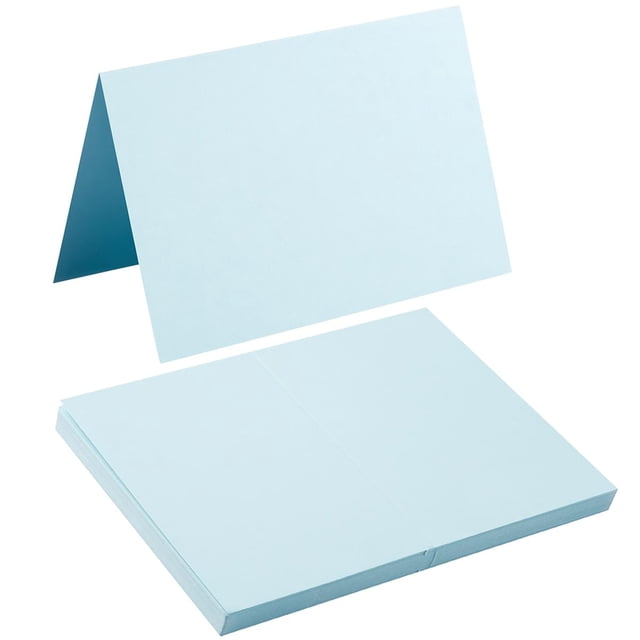 Paquete de 50 tarjetas plegadas de color azul claro de Toperd, 7,5 x 12,5 cm
