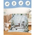 thumbnail image 2 of Merry Christmas Throw Blankets, Xmas Snowman Snowy Pine Tree Soft Fleece Blanket Decorative for Home Sofa Couch Chair Living Bedroom,30x40 Inches, Blue Winter, 2 of 6