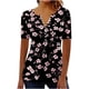 thumbnail image 3 of TaTaai Women's Printed Pullover Top, Soft Breathable Cotton, Loose Fit, Short Sleeve V-Neck, Ruching Buttons, Casual Daily Office Outings Spring Summer Multi-Color Gift, 3 of 5