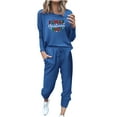 thumbnail image 2 of Womens Lounge Set Holiday Deals Usmixi Christmas 2 Piece Outfits for Women Fashion Letter Print Long Sleeve Pullover Tops and Elastic Waist Jogger Pant Homewear Sets Pajamas Set Up to 65% off, 2 of 4