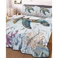 thumbnail image 3 of Quilts Full Size, Sea Turtle Coastal Soft Comforter Bedding Set for Bed, Summer Beach Coral Ocean Seaweed Lightweight Quilted Bedspread with Pillow Cover(2 Pieces) for All Season, 78x90 Inch, 3 of 6