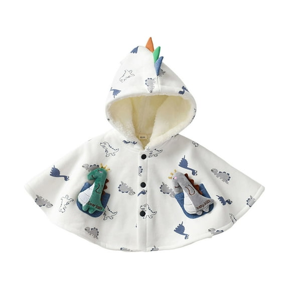 VNKIDY Girls Coat Kids Baby Autumn Winter Cute Dinosaurs Outerwear Thicken Warm Hooded Pockets Coat Cape For Cold Weather Classic Outerwear