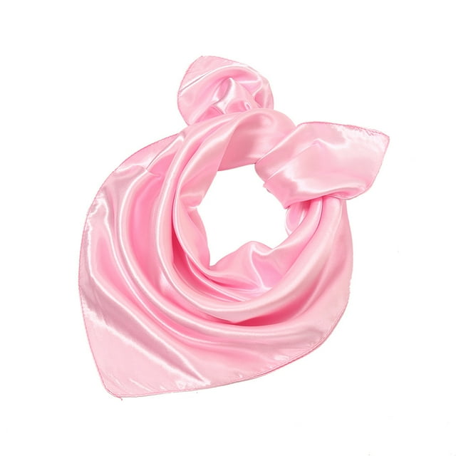 Zhuge Bufanda cuadrada de seda para mujer, bufandas de moda, ligeras, pequeñas, de color liso (rosa)