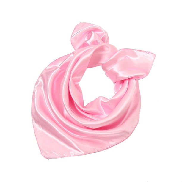 Zhuge Bufanda cuadrada de seda para mujer, bufandas de moda, ligeras, pequeñas, de color liso (rosa)