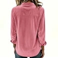thumbnail image 5 of ClodeEU Women's Velvet V Neck Button Down Long Sleeve Shirt,Casual Slim Blouse ,Women's Plus S, 5 of 6