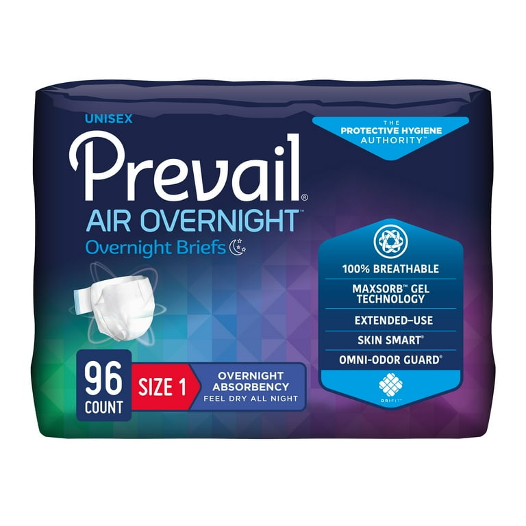 Prevail Air Overnight Incontinence Disposable Diapers, Heavy