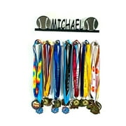Custom Personalized Name Baseball Team Player Sports Medal Holder, Awards Display Organizer Hanger Rack with Hooks for 60+ Medals, Ribbons, Sports Of A Kind Made To Order With Your Name On It.