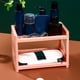 thumbnail image 5 of Estante de almacenamiento de escritorio de doble capa | Organizador de cosméticos de plástico blanco | Diseño hueco para maquillaje, condimentos de cocina, oficina, baño y dormitorio | Estante, 5 of 6