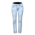 thumbnail image 2 of Gibobby Pantalones vaqueros para Mujer con agujeros Pantalones rectos elásticos de cintura alta Aqua XL, 2 of 5