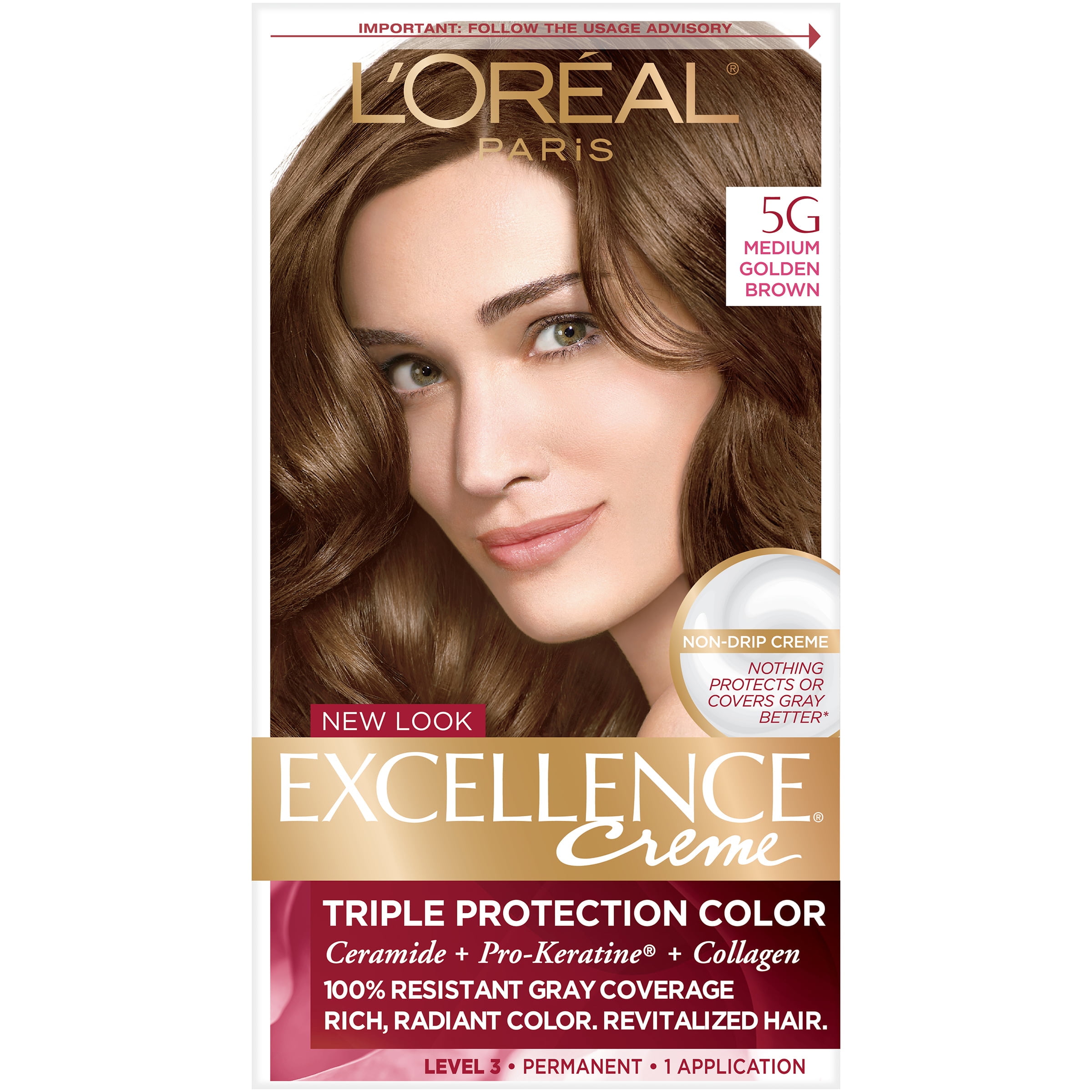 L'Oreal Paris Excellence Creme Permanent Hair Color, 5G Medium Golden Brown