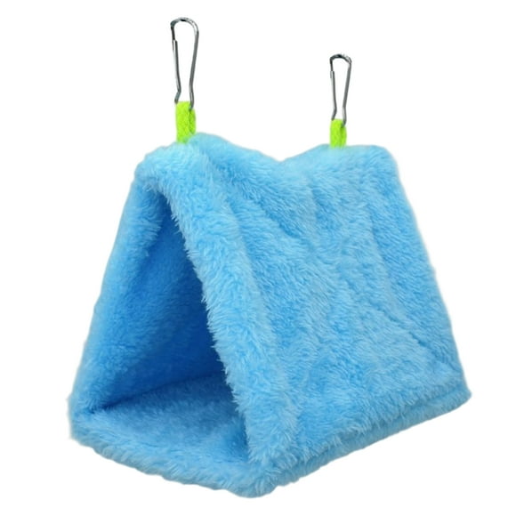 Methold Cama Triangular gruesa para mascotas, casa de animales pequeños con ganchos, jaula de pájaros de felpa lavable reutilizable, tienda Jaulas de pájaros Azul S Methold PT004946-03