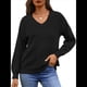 thumbnail image 3 of Suéteres de Punto para Mujer, Otoño, Cuello en V, Larga, Suéter Informal Holgado. Negro XS, 3 of 6