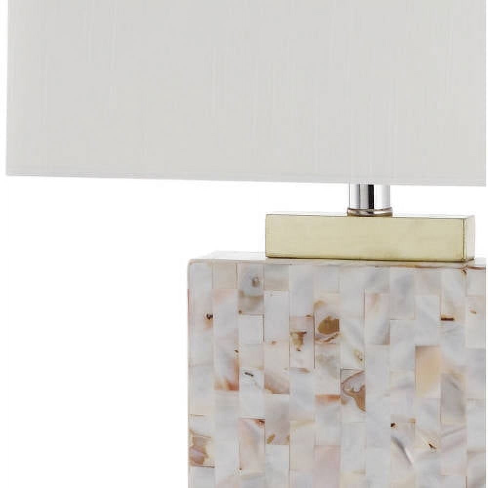Safavieh Tory 24" Coastal Gold Shell Table Lamp with White Polyester Shade (2 Count)