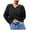 Black, variant on Women Fashion Solid Attractive Crop V Neck Long Sleeve Knit Sweater Pullover Cross Over Design sweater women White,L